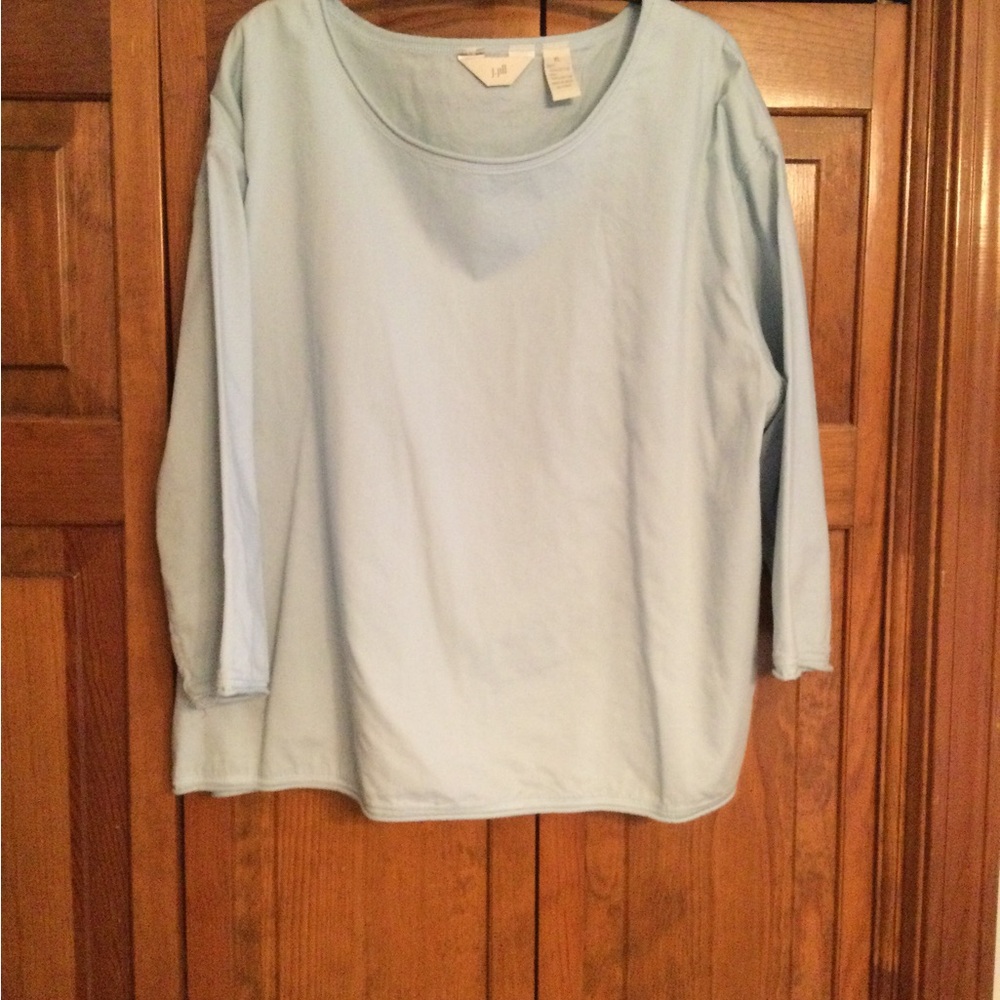 J Jill Robins Egg Blue Cotton Top, sz XL
